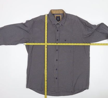 Marco Company Men's Blue Check Long Sleeve Button-Up Shirt XL