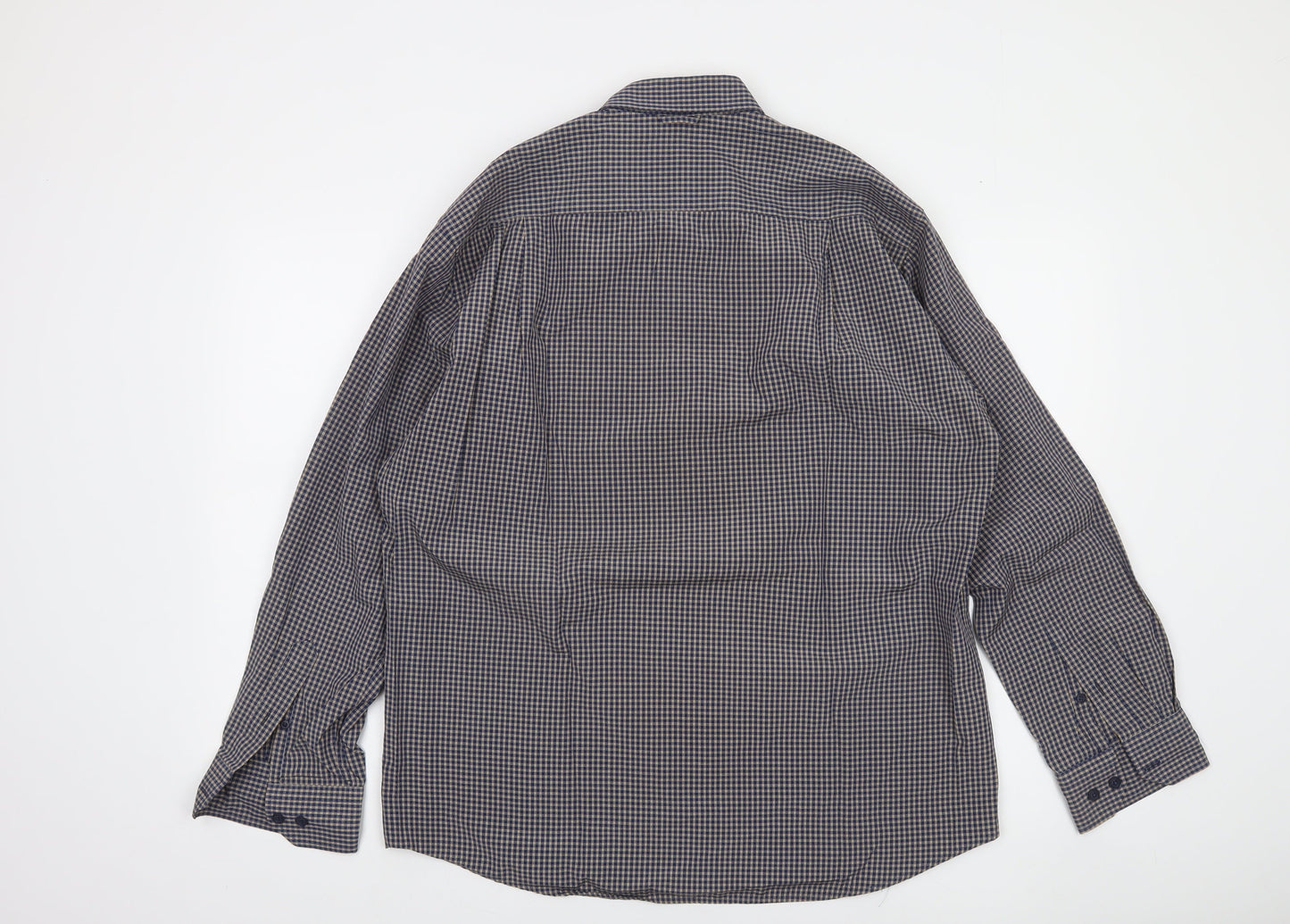 Marco Company Men's Blue Check Long Sleeve Button-Up Shirt XL