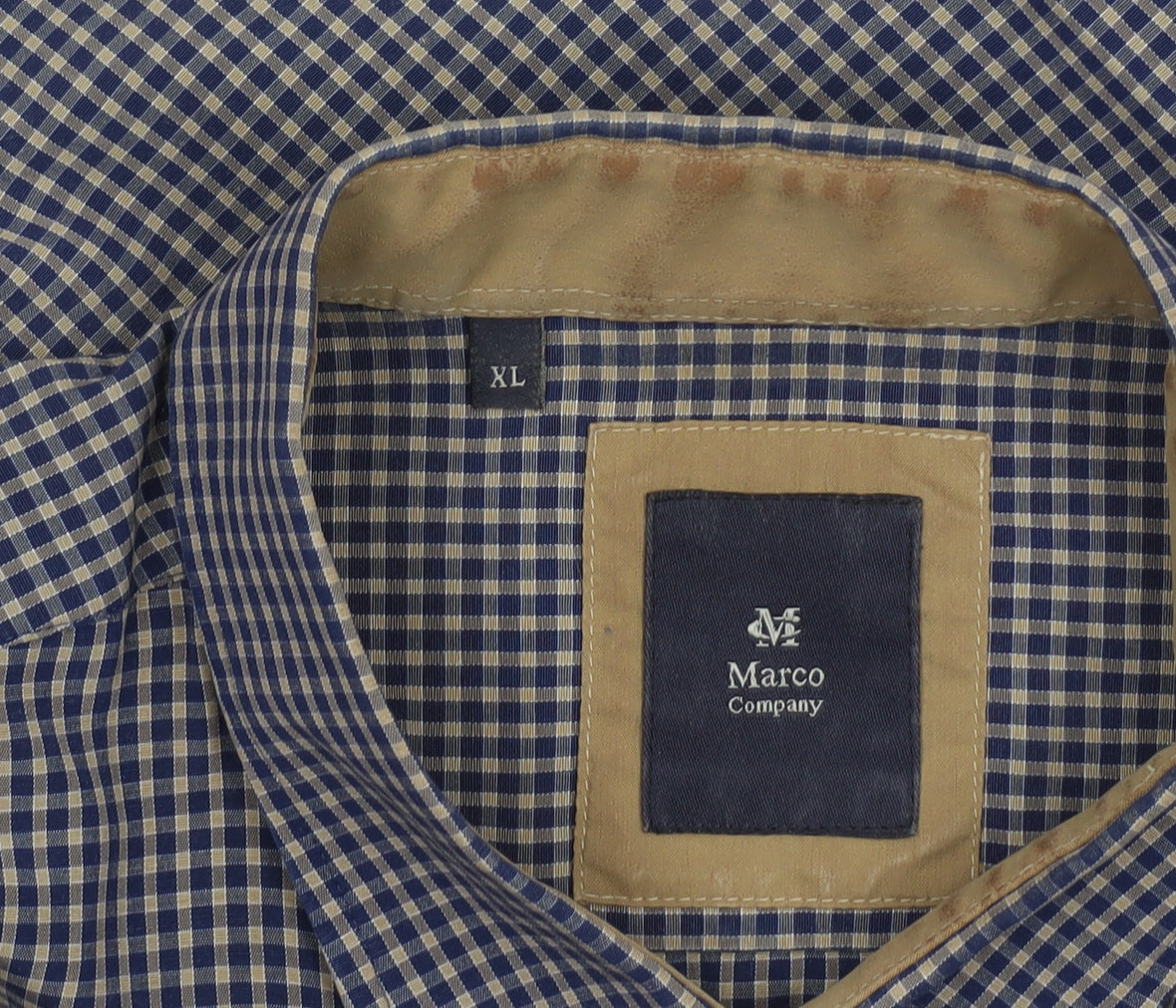Marco Company Men's Blue Check Long Sleeve Button-Up Shirt XL