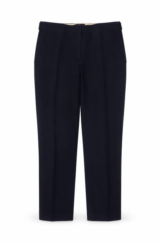 Jasper Conran Women Blue Slim Fit Tailored Cotton Trousers Size 12