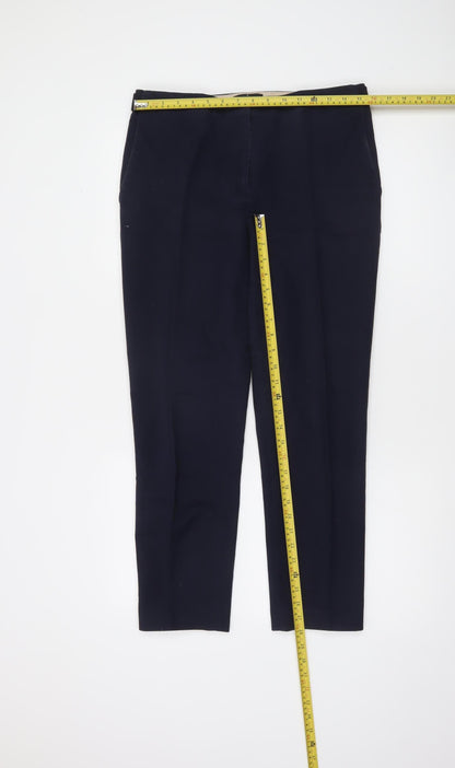 Jasper Conran Women Blue Slim Fit Tailored Cotton Trousers Size 12