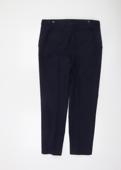 Jasper Conran Women Blue Slim Fit Tailored Cotton Trousers Size 12