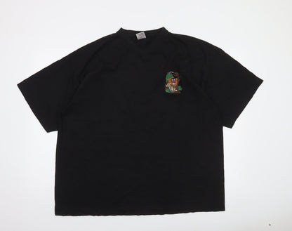 Hanes Mens Black 2XL Looney Tunes V-Neck Graphic T-Shirt