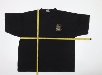 Hanes Mens Black 2XL Looney Tunes V-Neck Graphic T-Shirt