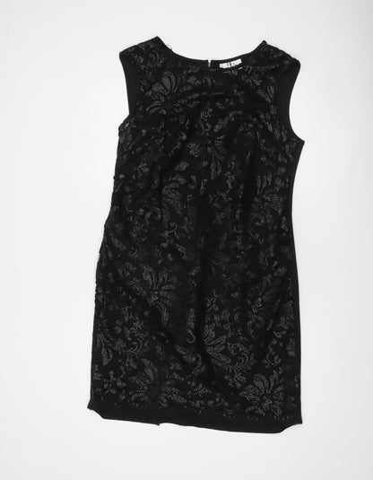 SD Collection Women Black Size 16 Lace Sequin Sheath Cocktail Dress