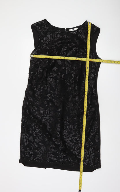 SD Collection Women Black Size 16 Lace Sequin Sheath Cocktail Dress