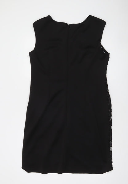 SD Collection Women Black Size 16 Lace Sequin Sheath Cocktail Dress