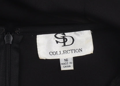 SD Collection Women Black Size 16 Lace Sequin Sheath Cocktail Dress