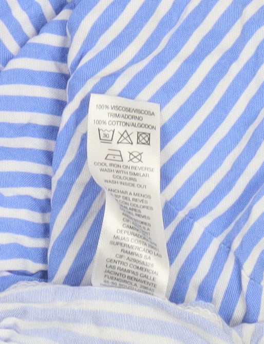 St. Bernard Women Blue Striped 3/4 Sleeve Tunic Blouse Size 18