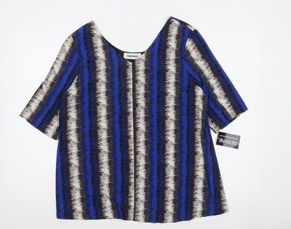 Gerard Women's Blue Striped Tunic Blouse Size 16 Short Sleeve Top