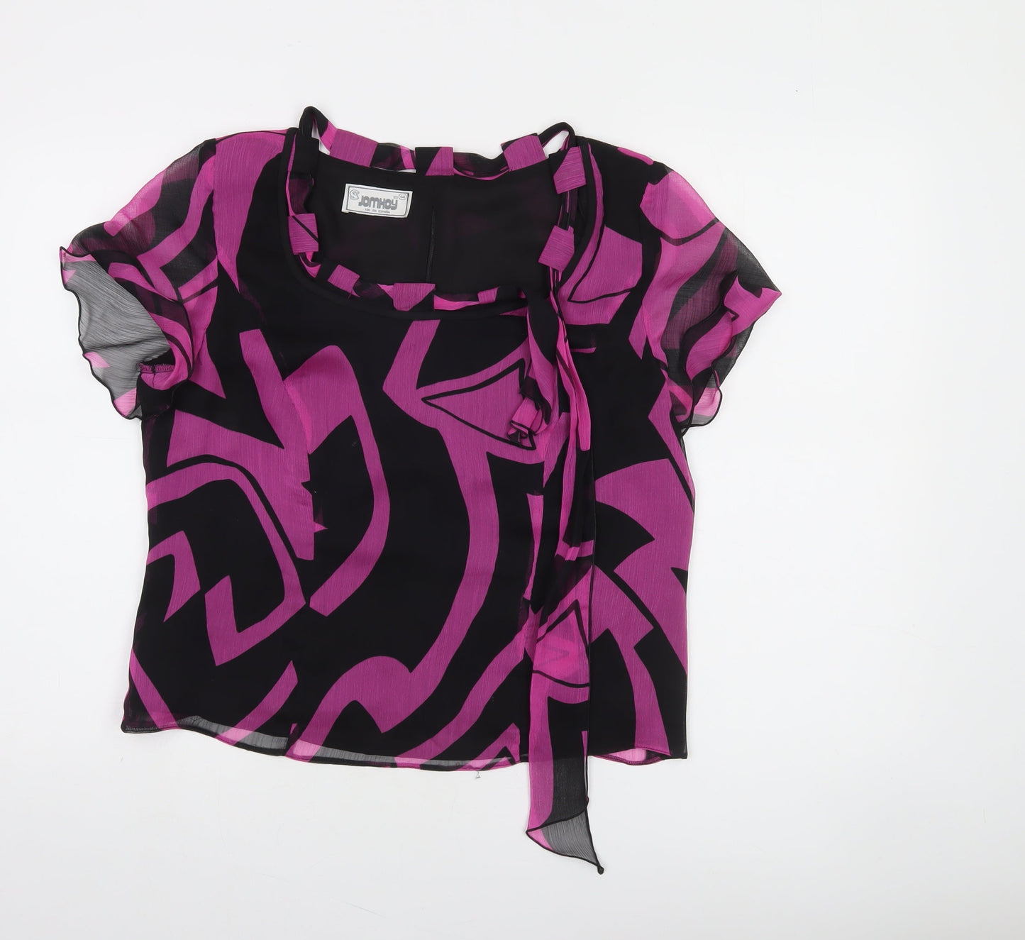 JomHay Womens Multicoloured Geometric Chiffon Tunic Blouse Size 16