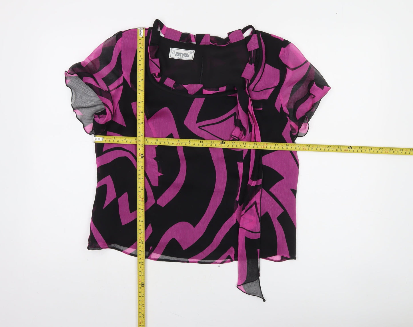 JomHay Womens Multicoloured Geometric Chiffon Tunic Blouse Size 16