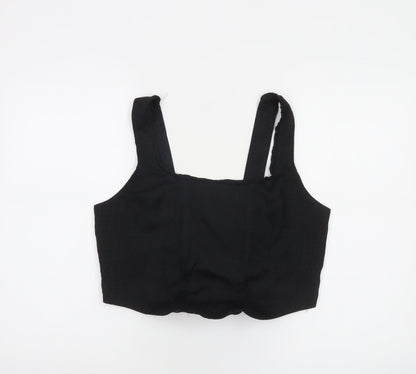 Savida Women's Black Cropped Square Neck Tank Top Size 18