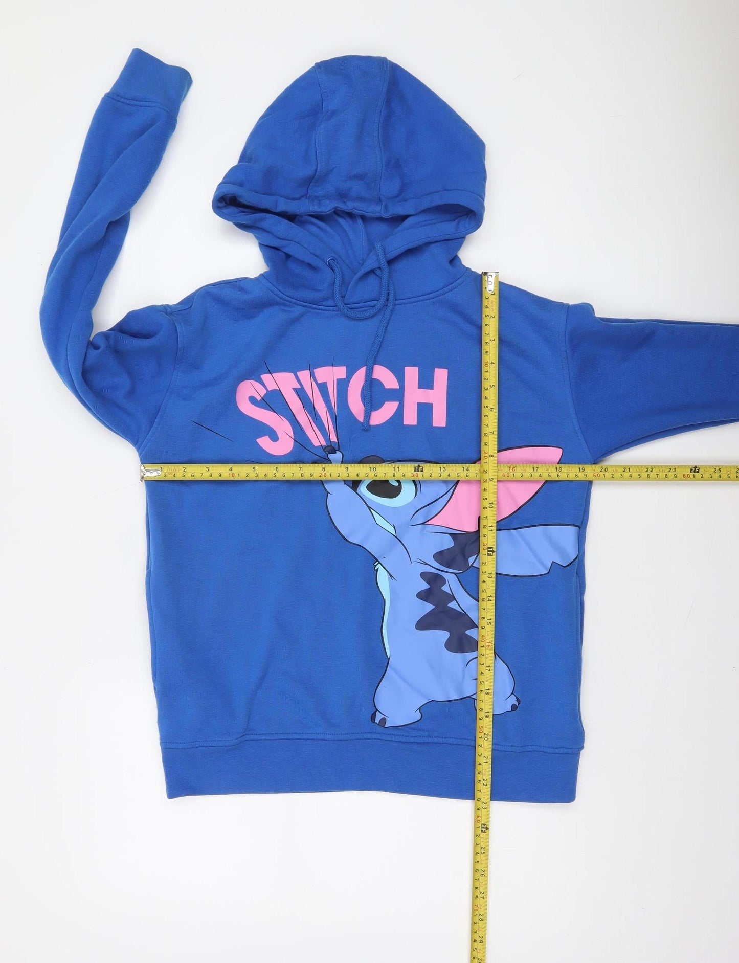 Disney Women's Blue Stitch Pullover Hoodie XS Hooded Sweatshirt
