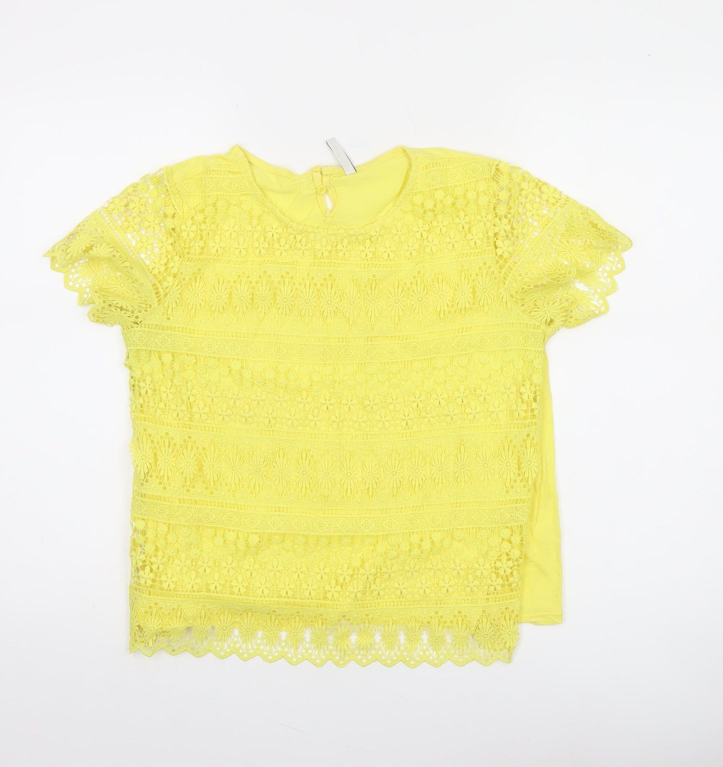 ASOS Women’s Yellow Lace Crochet Short Sleeve Blouse Size M