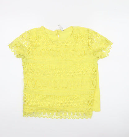 ASOS Women’s Yellow Lace Crochet Short Sleeve Blouse Size M