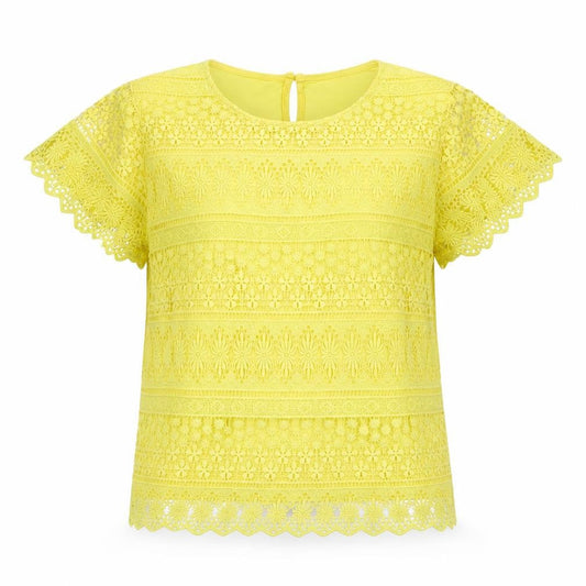 ASOS Women’s Yellow Lace Crochet Short Sleeve Blouse Size M