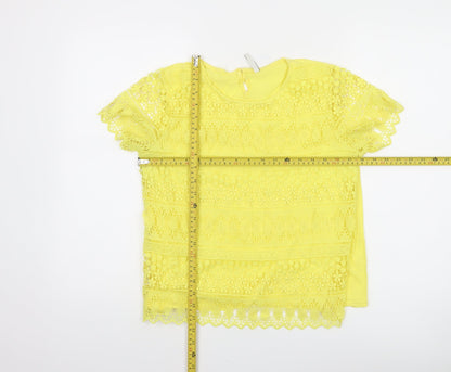 ASOS Women’s Yellow Lace Crochet Short Sleeve Blouse Size M