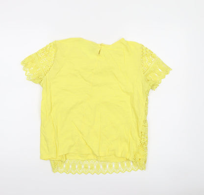 ASOS Women’s Yellow Lace Crochet Short Sleeve Blouse Size M