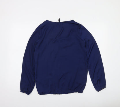 Bershka Women's Blue Long Sleeve Polyester Blouse Size S