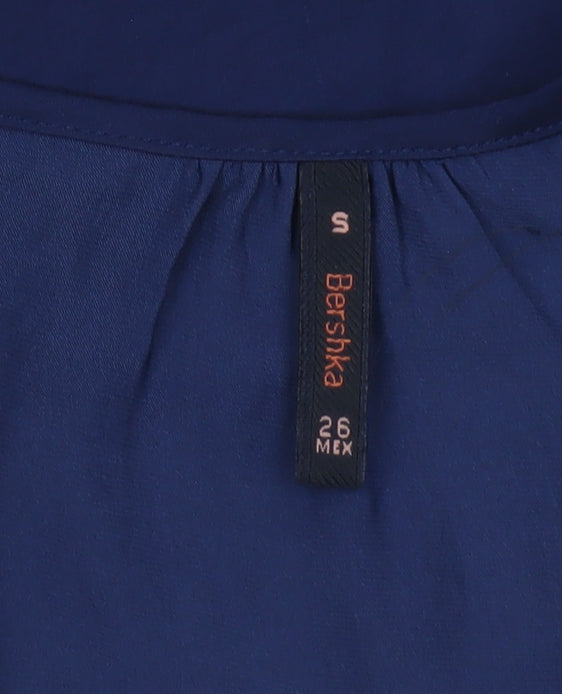 Bershka Women's Blue Long Sleeve Polyester Blouse Size S