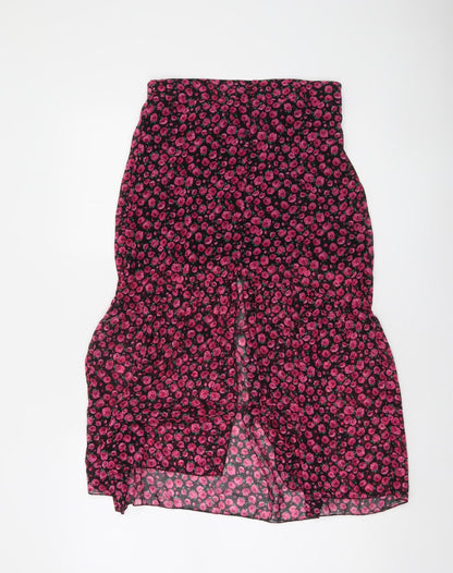 Bershka Womens Multicoloured Floral Midi Flare Skirt Size 12