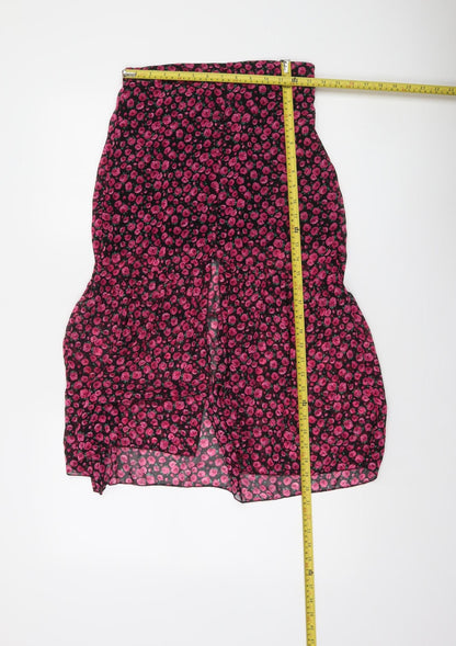 Bershka Womens Multicoloured Floral Midi Flare Skirt Size 12