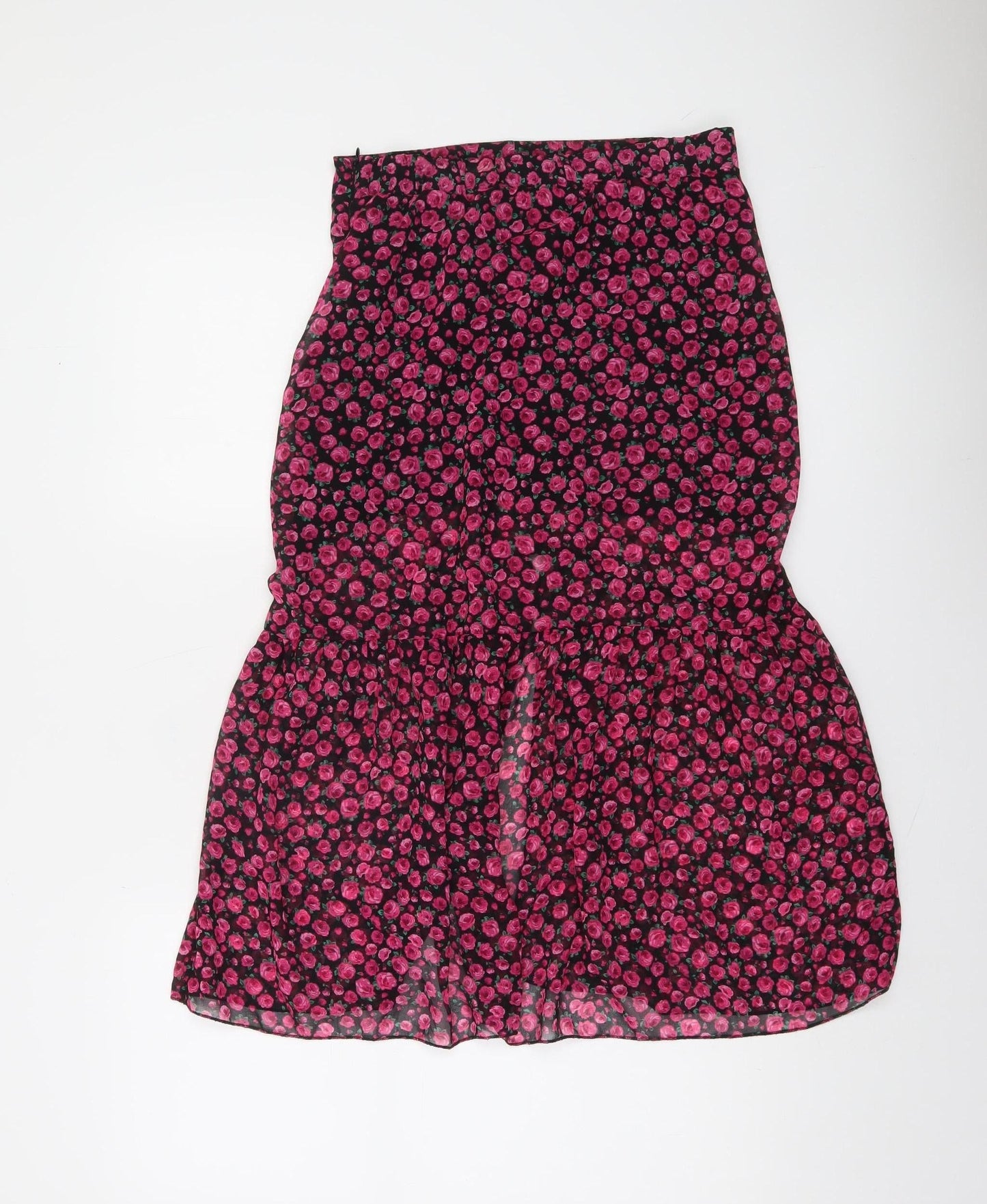 Bershka Womens Multicoloured Floral Midi Flare Skirt Size 12