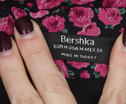 Bershka Womens Multicoloured Floral Midi Flare Skirt Size 12