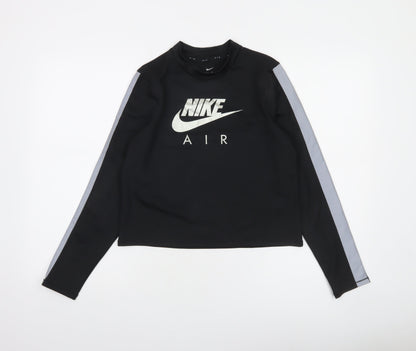 Nike Women Black Dri-FIT Air Long Sleeve Cropped T-Shirt M