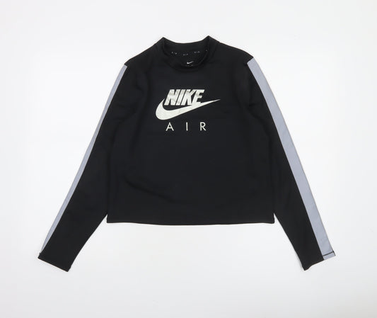 Nike Women Black Dri-FIT Air Long Sleeve Cropped T-Shirt M