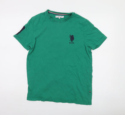 U.S. Polo Assn. Men's Green Cotton Crew Neck Short Sleeve T-Shirt Size S