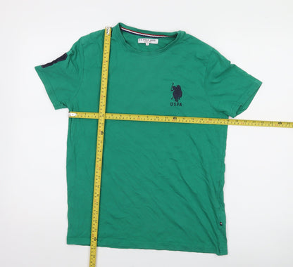 U.S. Polo Assn. Men's Green Cotton Crew Neck Short Sleeve T-Shirt Size S