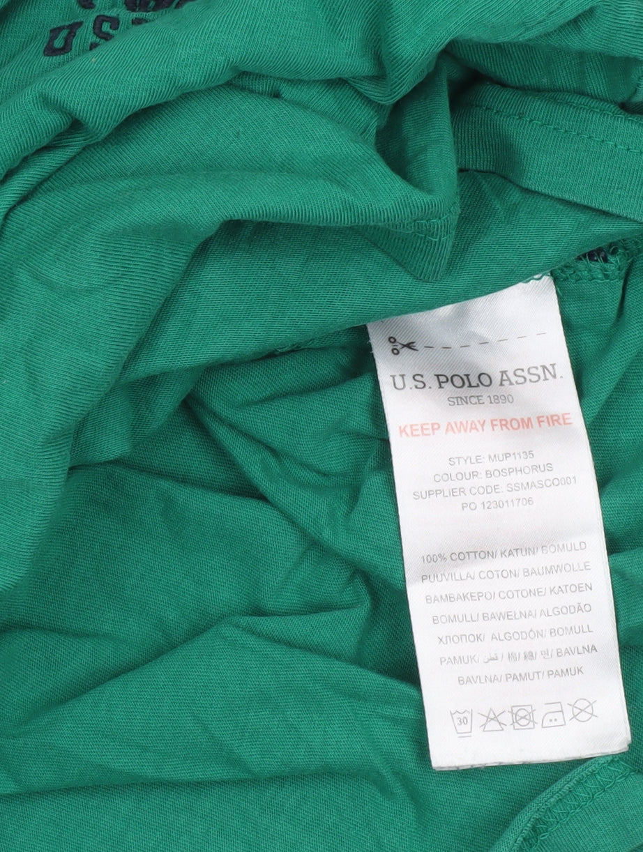 U.S. Polo Assn. Men's Green Cotton Crew Neck Short Sleeve T-Shirt Size S