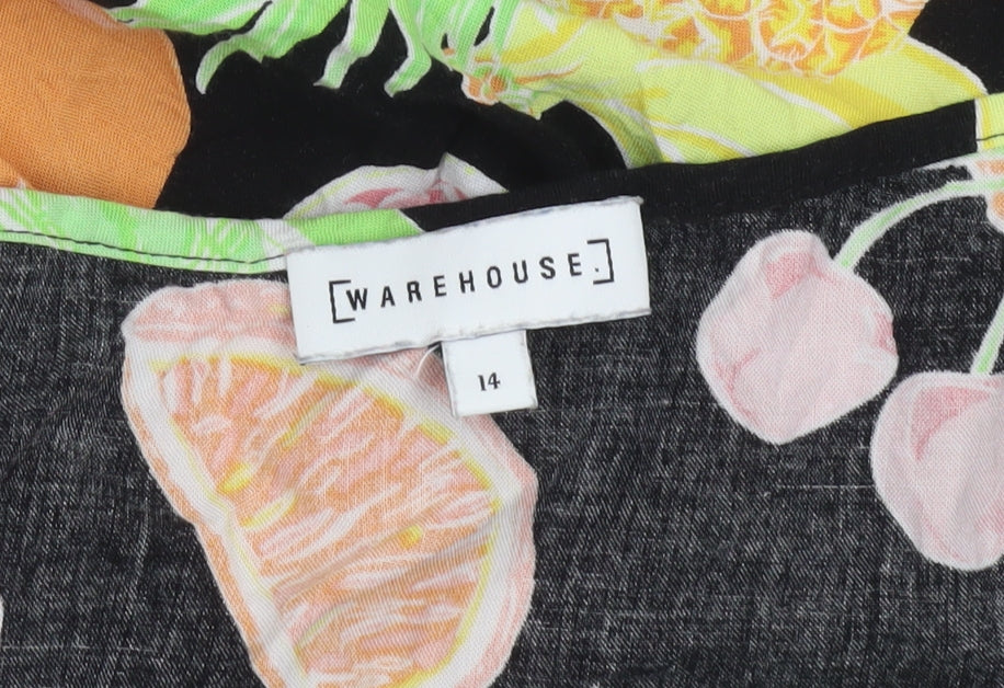 Warehouse Women's Black Fruit Print Camisole Tank Top Size 14