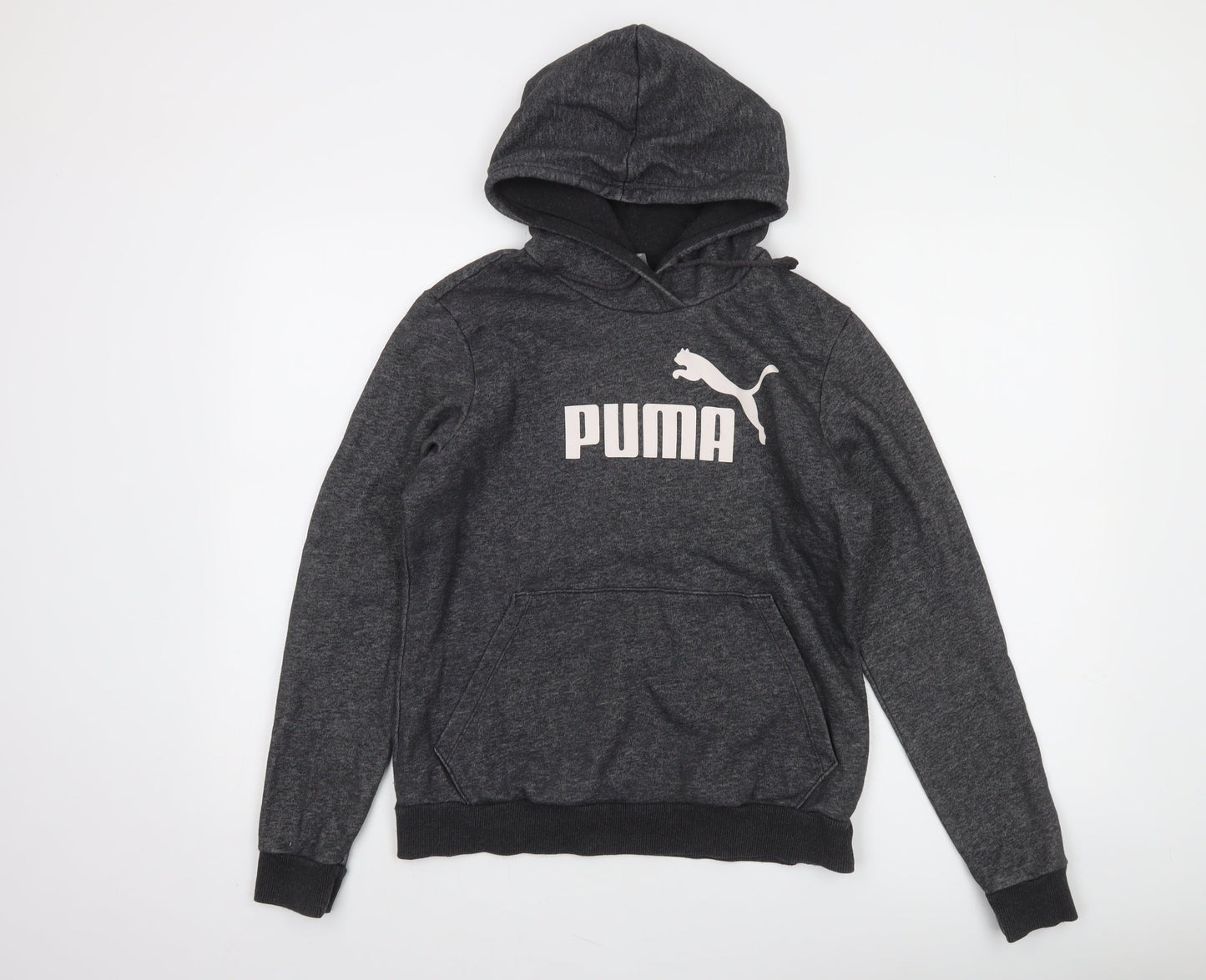 Puma Women's Charcoal Hooded Pullover Sweatshirt Size 12 UK Cotton Blend