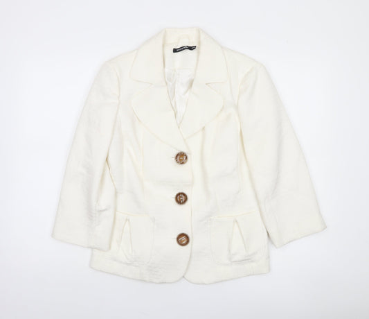Atmosphere Women Ivory Textured Single-Breasted Blazer Size 16