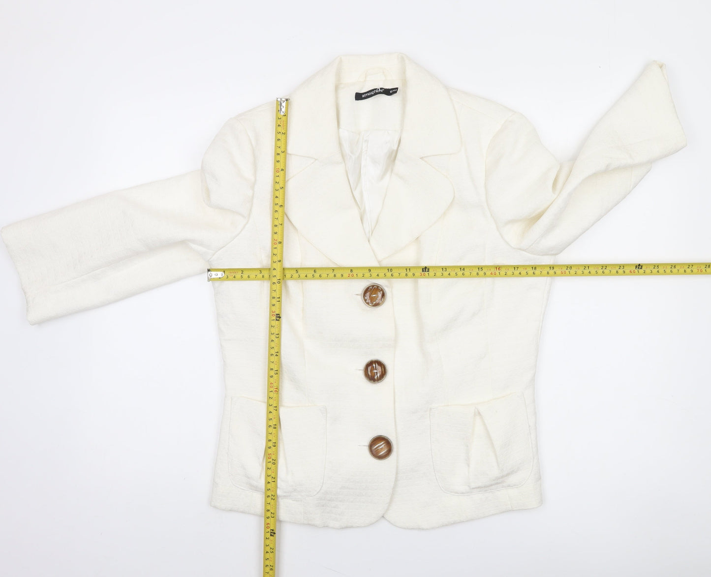 Atmosphere Women Ivory Textured Single-Breasted Blazer Size 16
