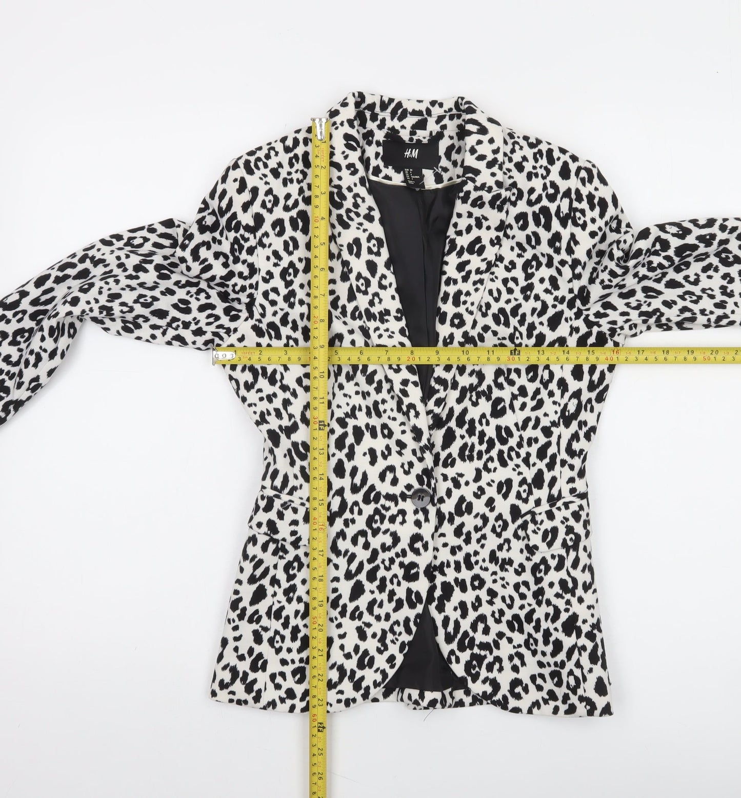 H&M Women's Multicoloured Animal Print Slim Fit Tuxedo Suit Jacket Size 6