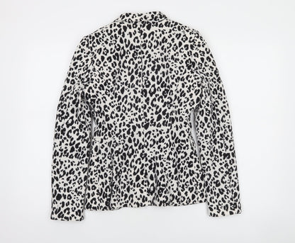 H&M Women's Multicoloured Animal Print Slim Fit Tuxedo Suit Jacket Size 6