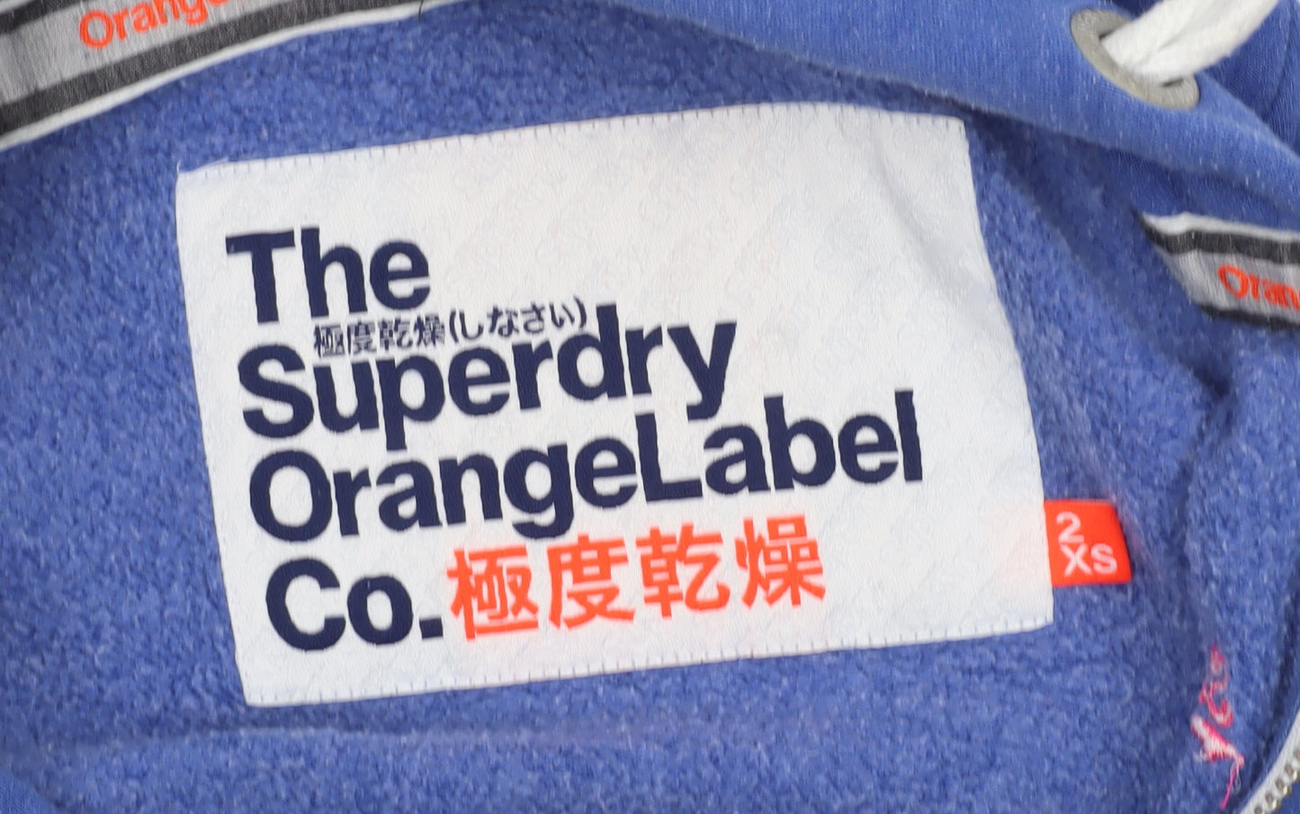 Superdry Women Blue Full Zip Hoodie 2XS Orange Label Cotton Blend