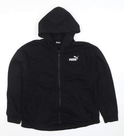 Puma Boys Black Full Zip Hoodie 13-14 Years Fleece Lined Sportswear
