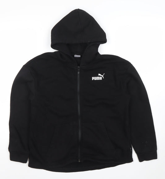 Puma Boys Black Full Zip Hoodie 13-14 Years Fleece Lined Sportswear