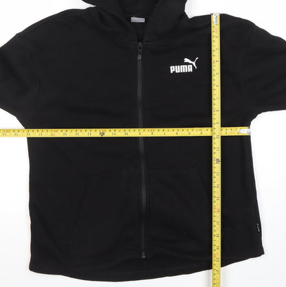 Puma Boys Black Full Zip Hoodie 13-14 Years Fleece Lined Sportswear