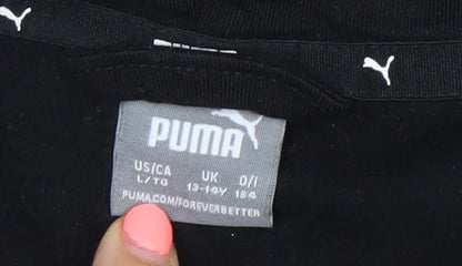 Puma Boys Black Full Zip Hoodie 13-14 Years Fleece Lined Sportswear