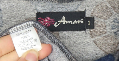 Amari Women Grey Geometric Knit Shift Dress Size S Long Sleeve Cowl Neck