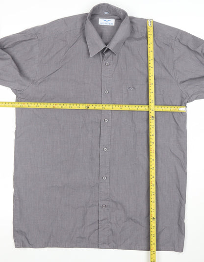 Hunter Men's Grey Long Sleeve Dress Shirt Size 15/38cm Classic Fit