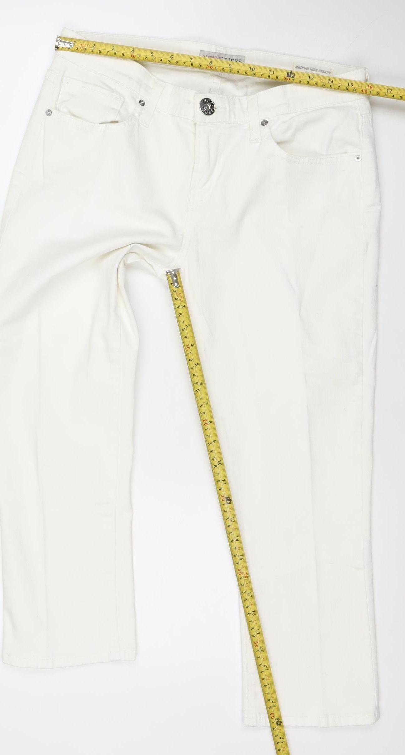 Guess Women’s White Skinny Jeans Size 14 Slim Fit Denim Stretch