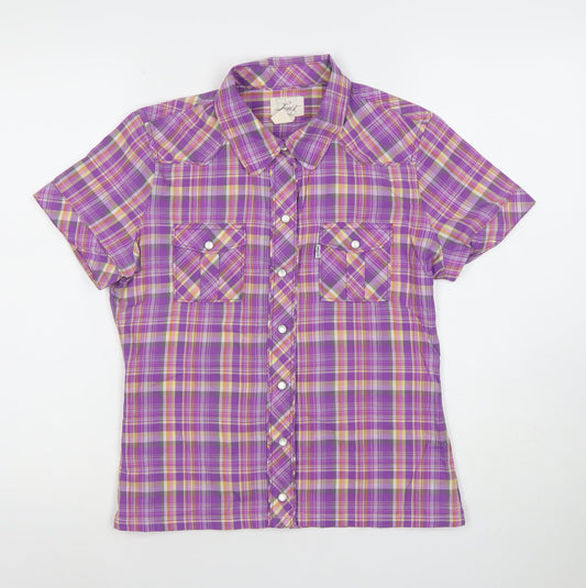 Levi's Women's Purple Plaid Short Sleeve Button-Up Cotton Shirt M