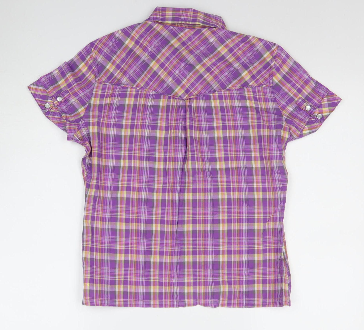 Levi's Women's Purple Plaid Short Sleeve Button-Up Cotton Shirt M